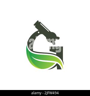 Logo de laboratoire de microscope de laboratoire vert avec lettre G. Design du logo des laboratoires de sciences biologiques. Illustration vectorielle EPS.8 EPS.10 Illustration de Vecteur