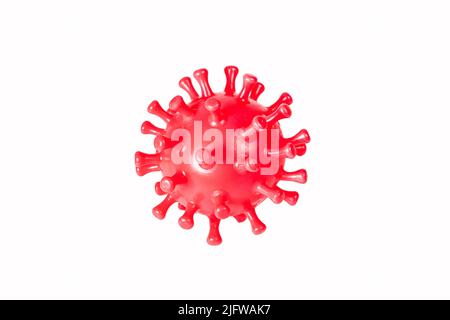 Éclosion de coronavirus et coronavirus influenza. Le virus rouge est isolé sur fond blanc. Banque D'Images