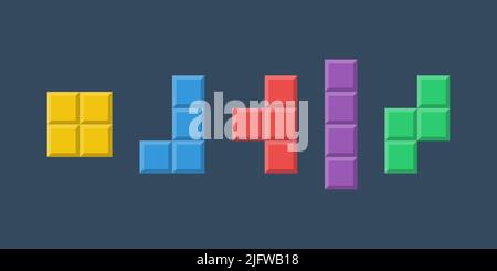 Jeu de symboles d'icône de figure Tetris Illustration de Vecteur