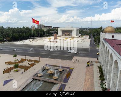 Centre-ville de Bishkek, Kirghizistan et place Ala Too. Banque D'Images