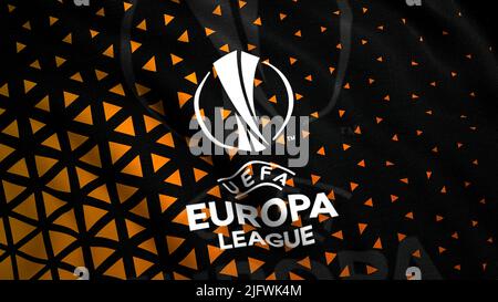 Le symbole de l'UEFA Europa League.Motion.abstraction la UEFA Europa League est un tournoi international annuel de football entre clubs, fondé en Banque D'Images