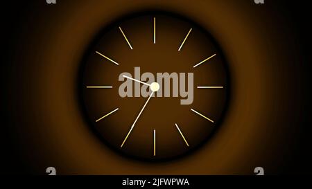 Fond orange.Design.Dark horloge faite dans l'animation des mains dont fonctionnent rapidement. 4K images de haute qualité Banque D'Images