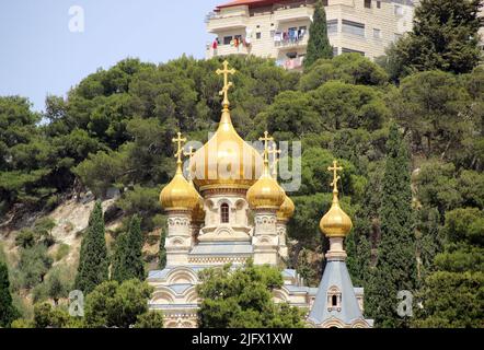 Jérusalem : Église orthodoxe russe de Maria Magdalene Banque D'Images