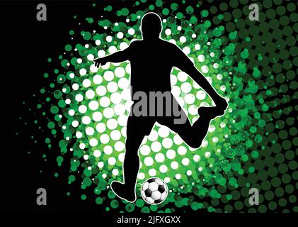 silhouette de joueur de football sur fond de destruction demi-ton - illustration vectorielle Illustration de Vecteur