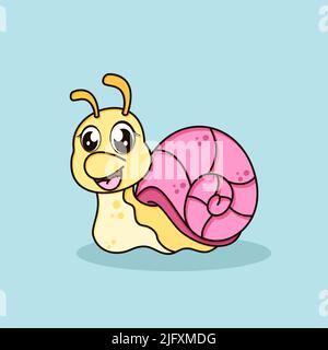 Illustration d'une icône de dessin animé à motif escargot mignon. style de dessin animé à plat Banque D'Images