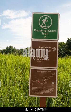 Panneaux de sentiers pédestres, réserve naturelle de Bukit Timah, Singapour Banque D'Images