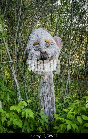 Les têtes hurlantes de Muskoka, Ontario, Canada, est un cas d'exposition de l'artiste Peter Camani sculptures en plein air sur plus de 300 acres propriété Banque D'Images