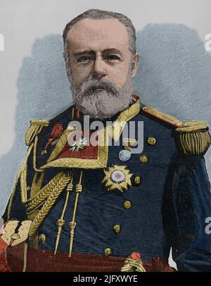 Pascual Cervera y Topete (1839-1909). Amiral espagnol. Portrait. Gravure. Coloration ultérieure. La Ilustración Española y Americana, 1898. Banque D'Images