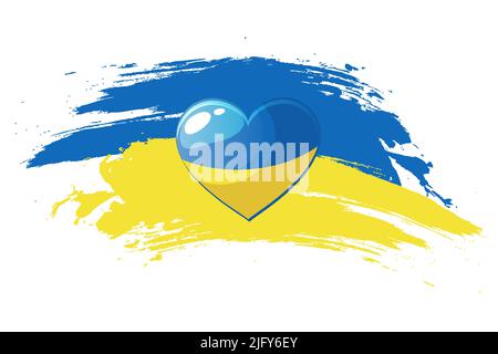 Coeur dans les couleurs du drapeau ukrainien Illustration de Vecteur