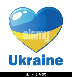 Ukraine coeur dans les couleurs du drapeau ukrainien Illustration de Vecteur