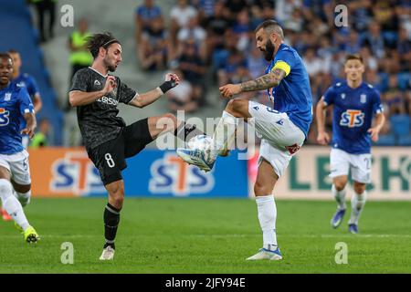 Poznan, Pologne. 06th juillet 2022. Marko Jankovic et Mikael Ishak lors du match de qualification de la Ligue des champions de l'UEFA 1st entre Lech Poznan et Qarabag FK sur 5 juillet 2022 à Poznan, en Pologne. (Photo de Pawel Jaskolka/PressFocus/SIPA USA) France OUT, Pologne OUT Credit: SIPA USA/Alay Live News Banque D'Images