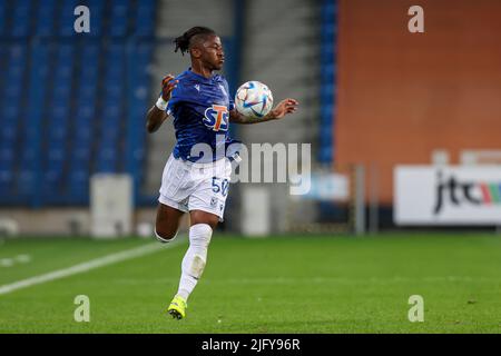 Poznan, Pologne. 06th juillet 2022. Adriel Ba Loua lors du match de qualification de la Ligue des champions de l'UEFA 1st entre Lech Poznan et Qarabag FK sur 5 juillet 2022 à Poznan, en Pologne. (Photo de Pawel Jaskolka/PressFocus/SIPA USA) France OUT, Pologne OUT Credit: SIPA USA/Alay Live News Banque D'Images