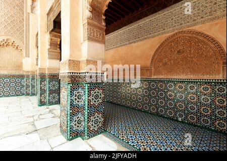 Maroc Marrakech. Madrasa Ben Youssef Banque D'Images