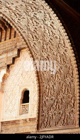 Maroc Marrakech. Madrasa Ben Youssef Banque D'Images