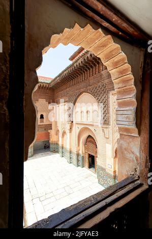 Maroc Marrakech. Madrasa Ben Youssef Banque D'Images