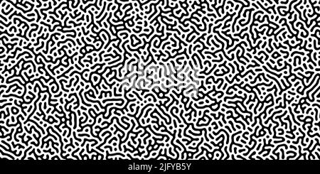 Motif monochrome sans couture de diffusion de la réaction de Turing avec mouvement chaotique. Fond naturel avec structures organiques. Illustration vectorielle de produit chimique Illustration de Vecteur