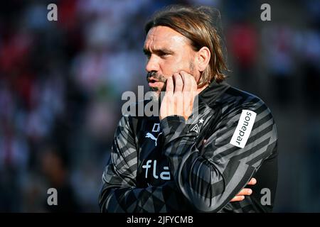 Test de match pour la saison 2022/2023, Rot-Weiss Essen - Bor. Mönchengladbach ; entraîneur Daniel Farke. Banque D'Images