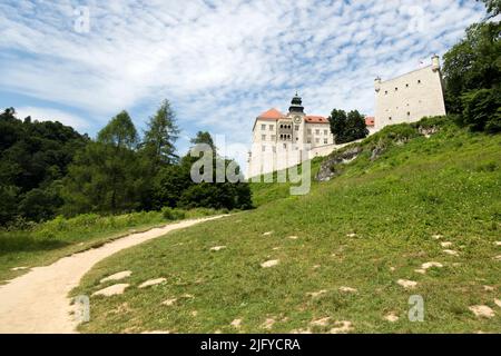 Château de Pieskowa Skala sur la colline en Pologne Banque D'Images