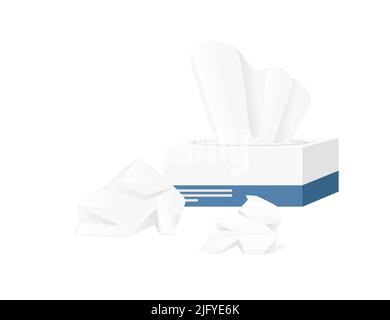 Serviettes blanches dans une boîte en carton, lingettes sèches illustrations vectorielles sur fond blanc Illustration de Vecteur