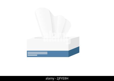 Serviettes blanches dans une boîte en carton, lingettes sèches illustrations vectorielles sur fond blanc Illustration de Vecteur