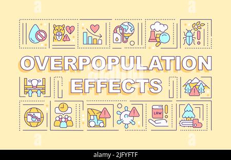 Surpopulation effets mots concepts bannière jaune Illustration de Vecteur