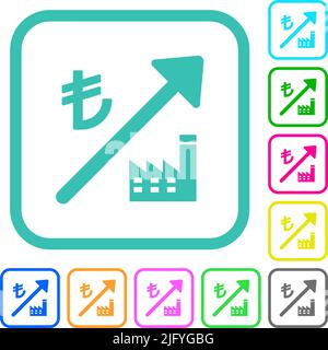 La centrale électrique montante turque Lira prix des icônes plates aux couleurs vives dans des bordures incurvées sur fond blanc Illustration de Vecteur