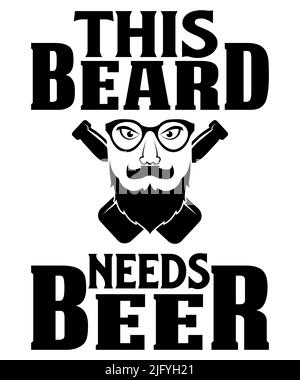 Vêtements pour la conception de tee-shirts à motif barbe. Modèle de tee-shirt Funny Beards. Illustration de Vecteur