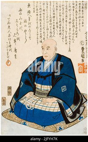 Portrait commémoratif d'Utagawa Hiroshige (1797-1858), artiste ukiyo-e japonais, imprimé en bois par Utagawa Kunisada, 1858 Banque D'Images