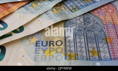 Vue rapprochée argent ou euros. Banque D'Images