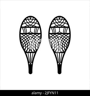 Icône des raquettes traditionnelles, illustration de l'art vectoriel des équipements de neige d'hiver Illustration de Vecteur