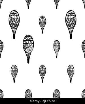 Motif classique sans couture Icon de Snowshoes, illustration de l'art vectoriel de l'équipement de neige d'hiver Illustration de Vecteur