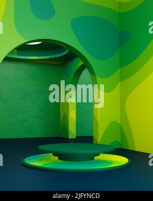 Nuances abstraites de vert 3D Podium rendu pour l'affichage du produit Banque D'Images