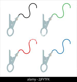 Pinces crocodiles électriques avec illustration de l'art vectoriel de fil Illustration de Vecteur