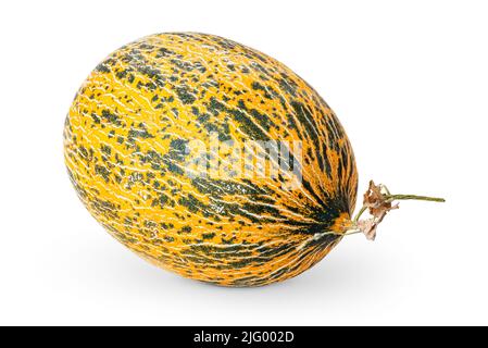 Melon doux et vif de la variété kirkagac ou altinbas isolé sur fond blanc. Dessert turc récolte de fruits et légumes Banque D'Images