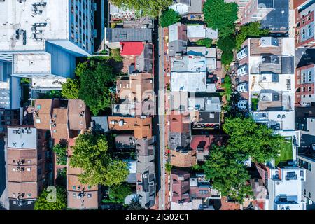 Vue aérienne de haut en bas des Alley Row Houses d'Elfreth à Philadelphie Banque D'Images