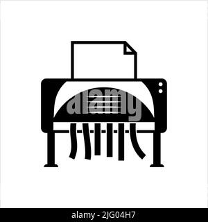 Icône de machine de déchiqueteuse, dispositif mécanique pour réaliser des bandes, particules fines à partir de l'illustration de l'illustration d'art vectoriel de papier Illustration de Vecteur