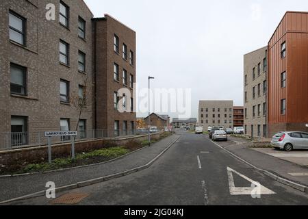 Govanhill, Glasgow, Écosse, Royaume-Uni. Logement social récemment construit par la société écossaise Ashleigh Construction. Logements polyvalents et logements bas Banque D'Images