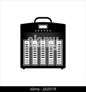 Icône stockage de données RAID, illustration du vecteur de matrice redondante de disques indépendants Illustration de Vecteur