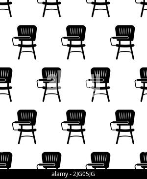 Chaise d'étudiant Icon Seamless Pattern, chaise de bureau, chaise armée Vector Art Illustration Illustration de Vecteur