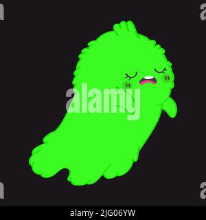 Fantôme clipart en style dessin animé. Joli clip art Halloween Ghost. Illustration vectorielle d'un monstre d'Halloween pour autocollants, invitation de douche de bébé Illustration de Vecteur
