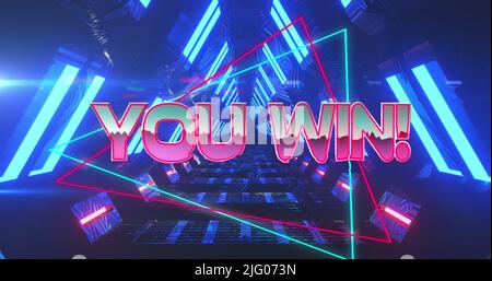 Image de vous gagnez du texte sur le tunnel numérique en mouvement Banque D'Images