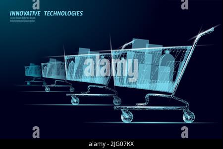 Panier low poly design 3D. Boutique en ligne du commerce smartphone technologie du marché. Vector illustration Illustration de Vecteur