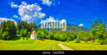 ART MODERNE: Pestkapelle à Wackersberg près de Bad Tölz, Oberbayern, Allemagne Banque D'Images