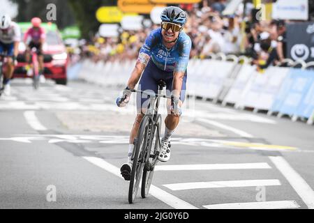 Calais, France, France. 6th juillet 2022. Simon CLARKE (Australie) de Team Israel-Premier Tech pendant le Tour de France 2022, course cycliste Stage 5, Lille Métropole à Arenberg porte du Hainaut (157 km) sur 6 juillet 2022 à Wallers, France. (Image de crédit : © Matthieu Mirville/ZUMA Press Wire) Banque D'Images