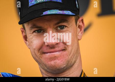 Calais, France, France. 6th juillet 2022. Simon CLARKE (Australie) de Team Israel-Premier Tech pendant le Tour de France 2022, course cycliste Stage 5, Lille Métropole à Arenberg porte du Hainaut (157 km) sur 6 juillet 2022 à Wallers, France. (Image de crédit : © Matthieu Mirville/ZUMA Press Wire) Banque D'Images