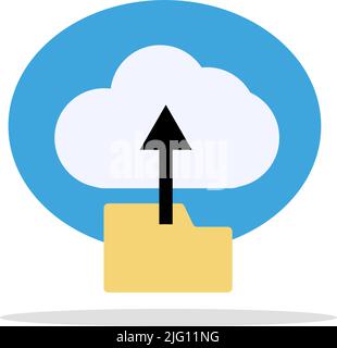 Télécharger du dossier vers le cloud. Stockage et sauvegarde dans le Cloud. Vecteur modifiable. Illustration de Vecteur