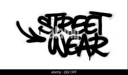 texte graffiti street wear pulvérisé en noir sur blanc Illustration de Vecteur