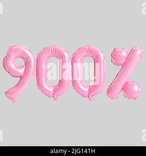 3d illustration de ballons roses à 900 % isolés sur fond Banque D'Images