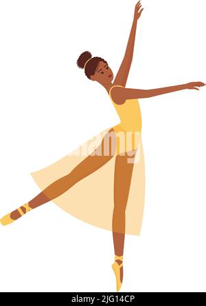 Danseur de ballet. Magnifique ballerine dansante avec une peau sombre, illustration vectorielle Illustration de Vecteur