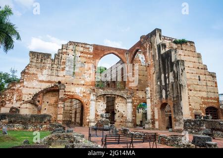 Les ruines de l'hôpital Nicolas de Bari à Saint-Domingue, République dominicaine. Banque D'Images